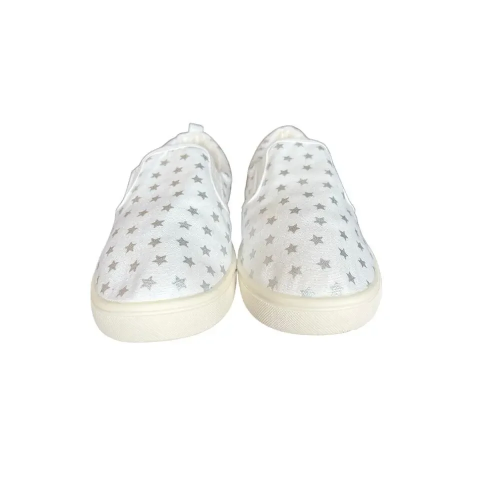 Girls Gap Kids Star Slip-On Sneakers, White/Silver, Size 1, Comfort, Americana